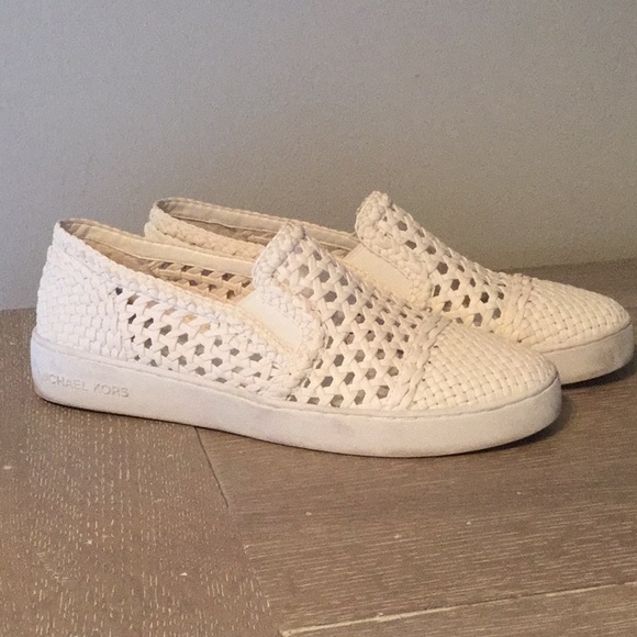 mk white slip on sneakers